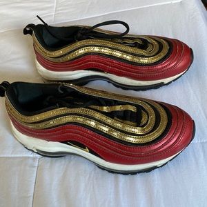 Airmax97 gold, red and black.